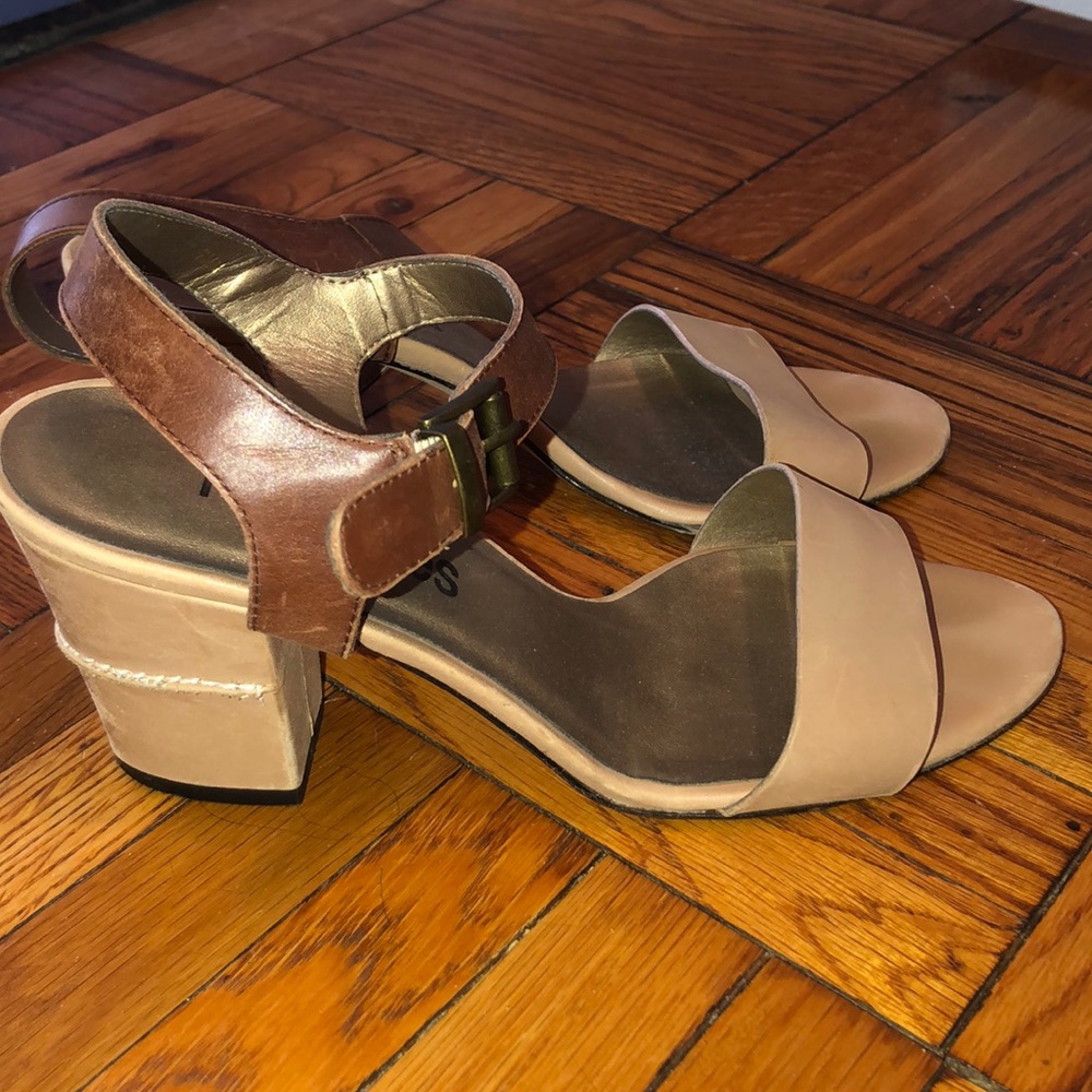 Tan and brown heel